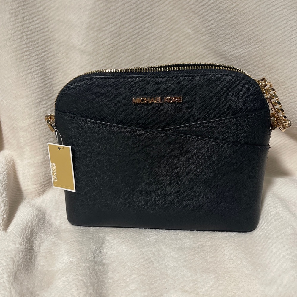 Michael Kors Jet Set Travel Crossbody Bag, Size Medium - Black/Gold
